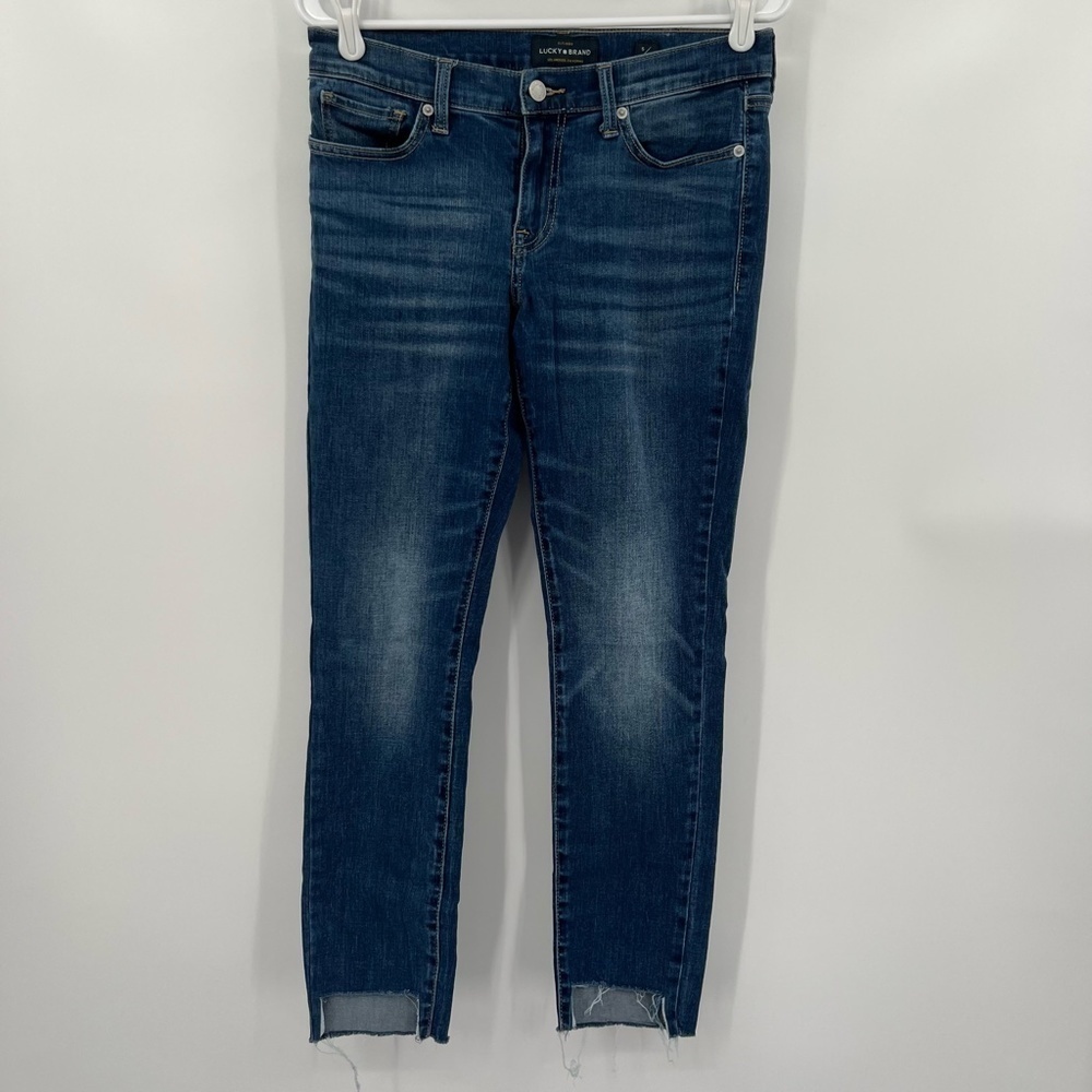 Lucky Brand Charlie Skinny Rough Hem Jeans Size 6 (28) Women's